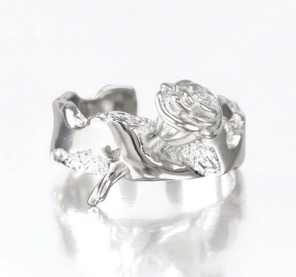 Unique the inner barrenness blooms with roses because of you sterling silver ring