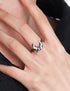 Unique Bone Orchid Moon Sterling Silver Ring Index Finger Dark Couple Ring