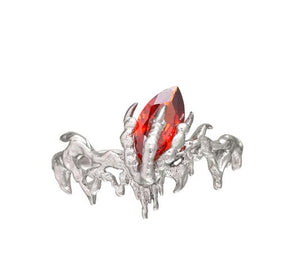 Unique Sterling Silver Dragon Claw Ring Ruby Dark Index Finger Ring