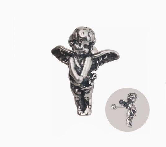 Sterling silver earrings couple little angel silver earrings INS earrings trendy accessories