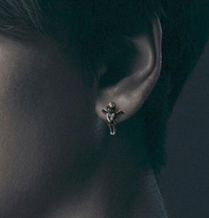 Sterling silver earrings couple little angel silver earrings INS earrings trendy accessories