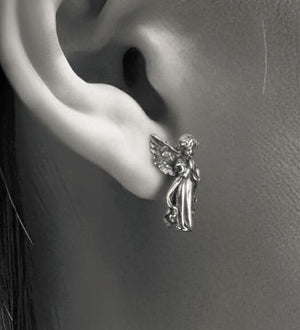Men's 925 sterling silver earrings personalized vintage angel wing silver jewelry INS designer trendy