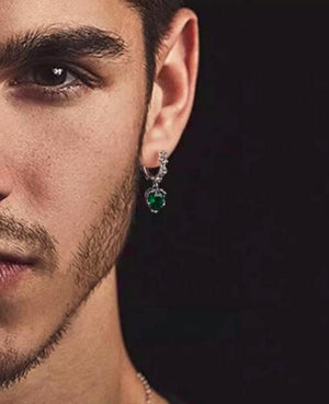 Men's 925 sterling silver earrings iris design silver earring buckle