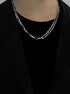 Pure silver double-layer necklace hip-hop street cool style versatile personality collarbone chain couple accessories