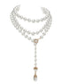 Multi purpose ultra long light luxury pearl necklace for women multiple layered sweater chain