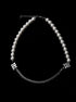 Pure silver letter splicing pearl necklace cool style collarbone chain versatile Baroque accessories