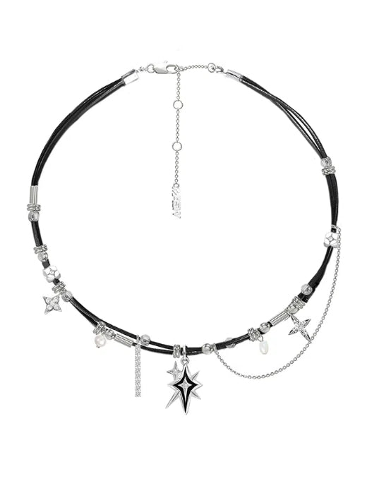 Stars attract fashion cool stars leather rope collarbone chain necklace