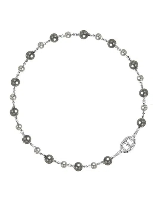 Round high gloss pearl necklace versatile for commuting layered necklace for wearing