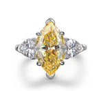 Luxurious S925 silver set with high carbon diamond marquise cut ring 3 carats
