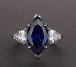 Luxurious S925 silver set with high carbon diamond marquise cut ring 3 carats
