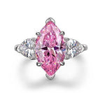 Luxurious S925 silver set with high carbon diamond marquise cut ring 3 carats
