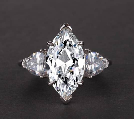 Luxurious S925 silver set with high carbon diamond marquise cut ring 3 carats