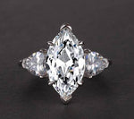 Luxurious S925 silver set with high carbon diamond marquise cut ring 3 carats