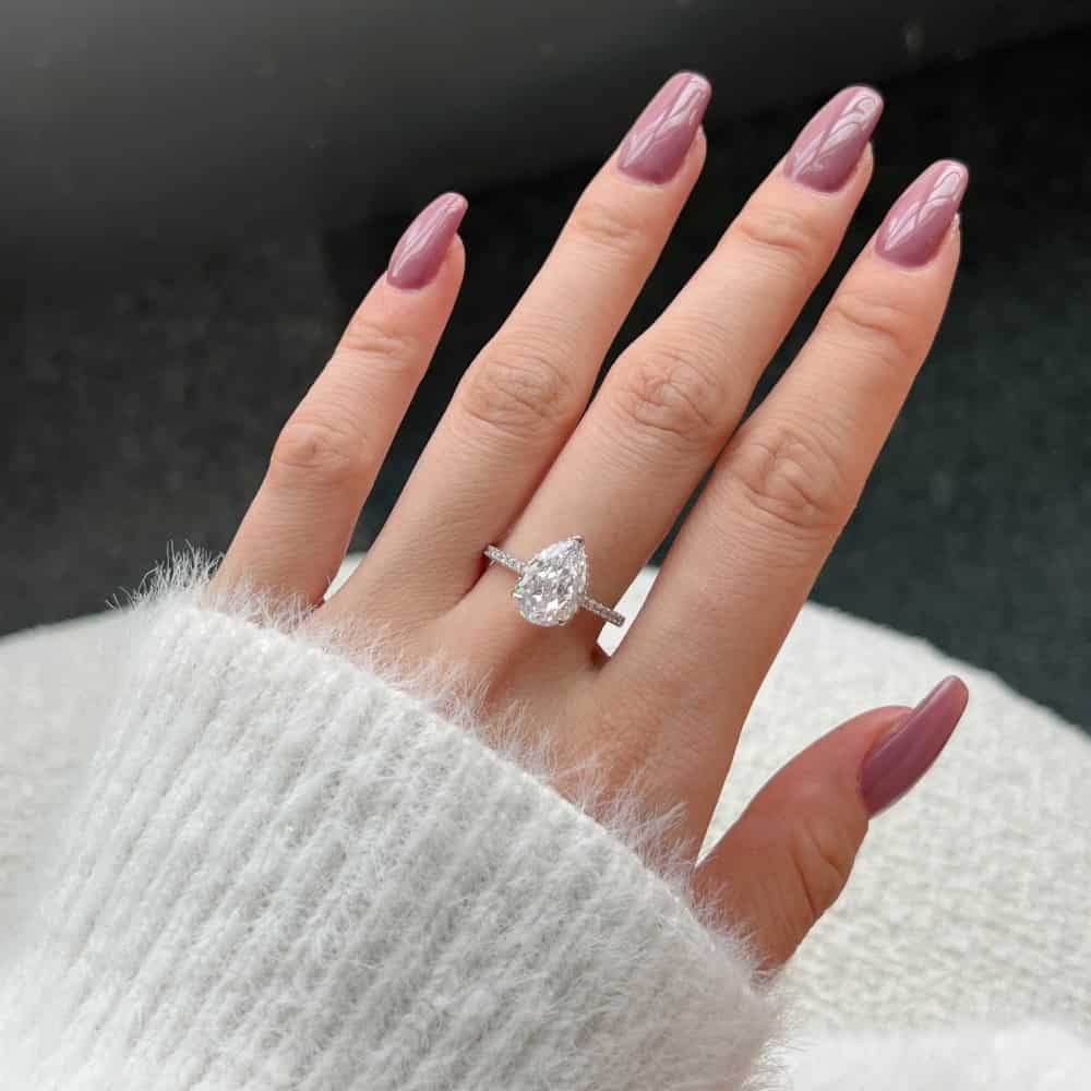 Pear cut Super shiny8A-CZ diamond super flash s925 silver wedding ring