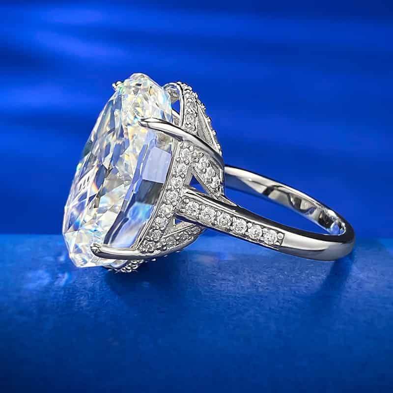 14*20 large carat pigeon egg ice flower cut high carbon diamond silver ring