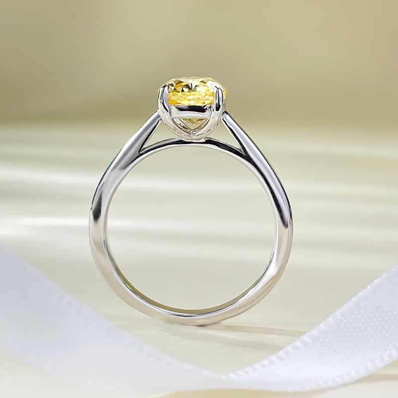 S925 silver 1.25 ct cushion-shaped yellow diamond ring square high carbon diamond ring women's wedding ring