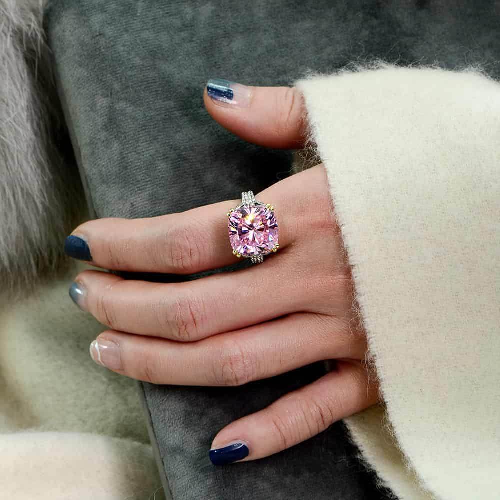 10 carat 925 silver high carbon diamond ring women's simple wedding engagement ring - MOWTE