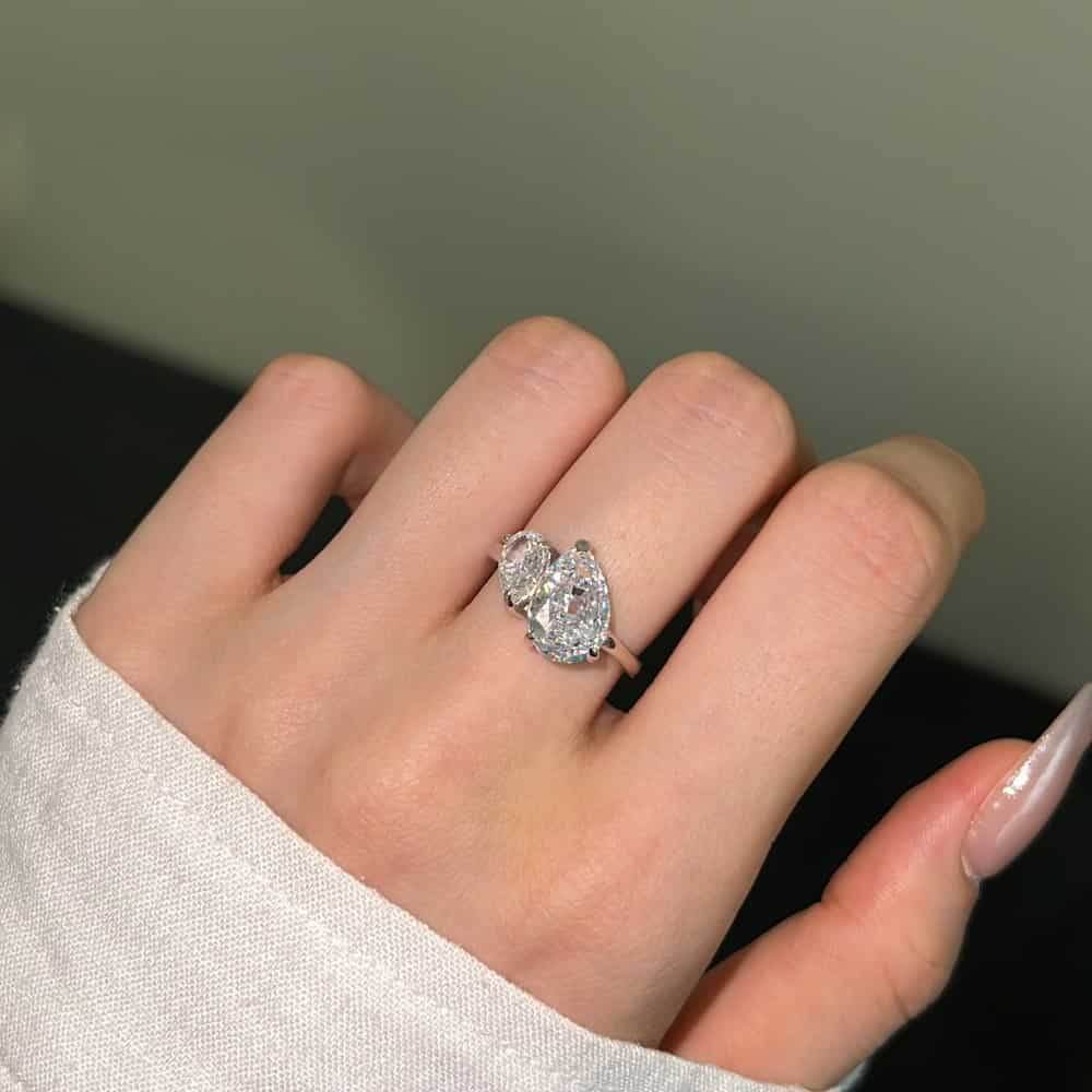 Super shiny pear cut 8A-CZ diamond super flash s925 silver fashion ring - MOWTE