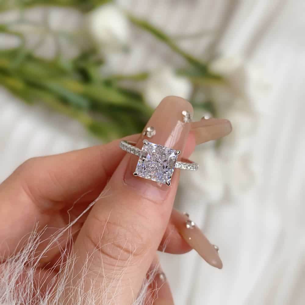 3ct Super shiny cut 8A-CZ diamond super flash s925 silver fashion ring - MOWTE