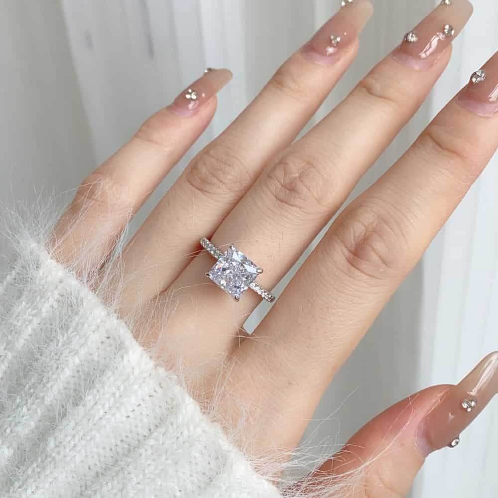3ct Super shiny cut 8A-CZ diamond super flash s925 silver fashion ring - MOWTE