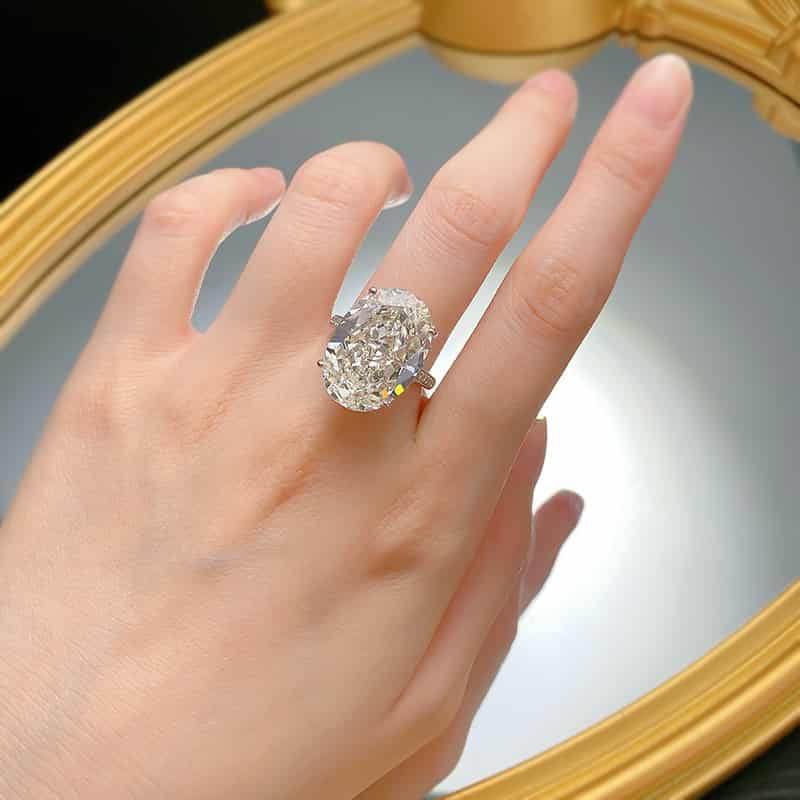 14*20 large carat pigeon egg ice flower cut high carbon diamond silver ring