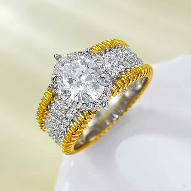 S925 silver gold-plated 6*8 oval cut gilt high-end fashion ring for women