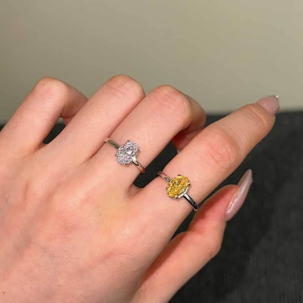 Super shiny cut oval shape 6*9mm 8A-CZ diamond super flash s925 silver stackable ring