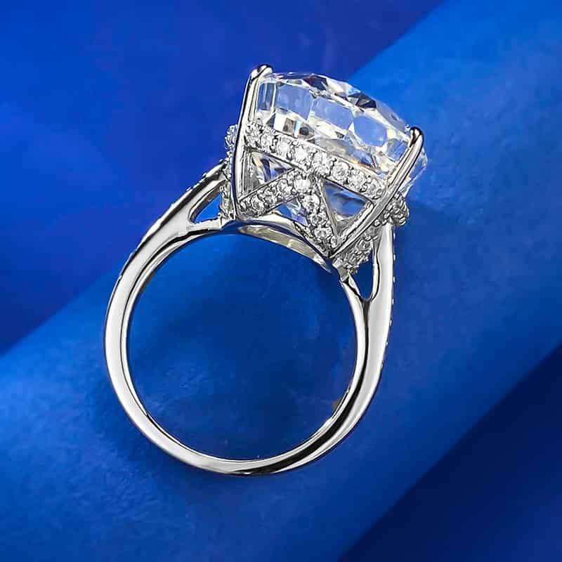 14*20 large carat pigeon egg ice flower cut high carbon diamond silver ring