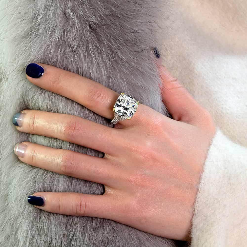10 carat 925 silver high carbon diamond ring women's simple wedding engagement ring - MOWTE