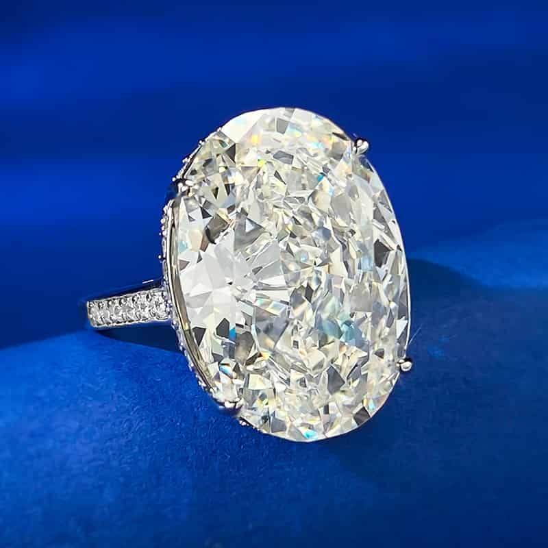14*20 large carat pigeon egg ice flower cut high carbon diamond silver ring