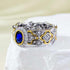 S925 silver French romantic 4*6mm simulated royal sapphire ring