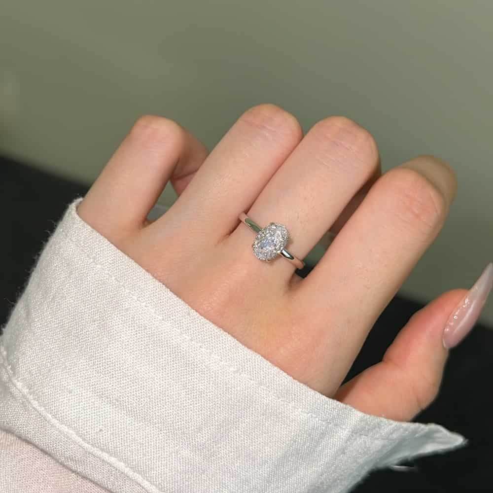 Super shiny cut oval shape 6*9mm 8A-CZ diamond super flash s925 silver stackable ring