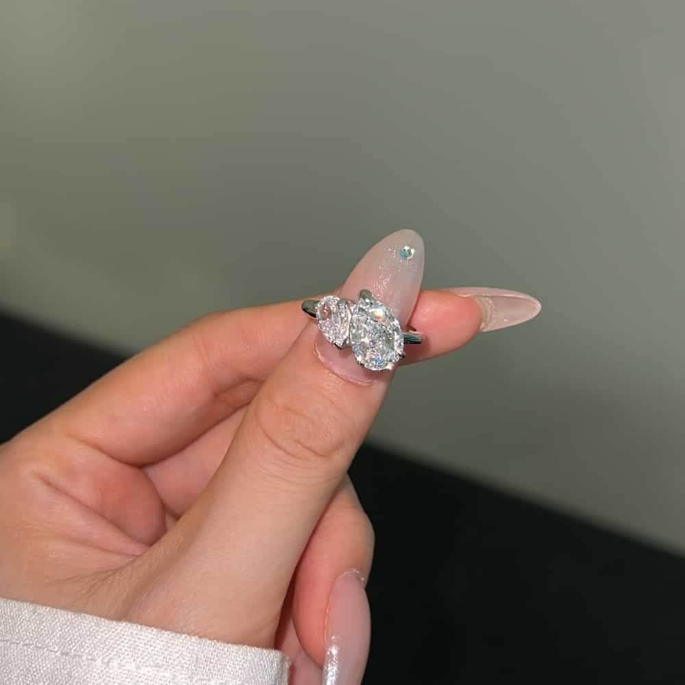 Super shiny pear cut 8A-CZ diamond super flash s925 silver fashion ring - MOWTE