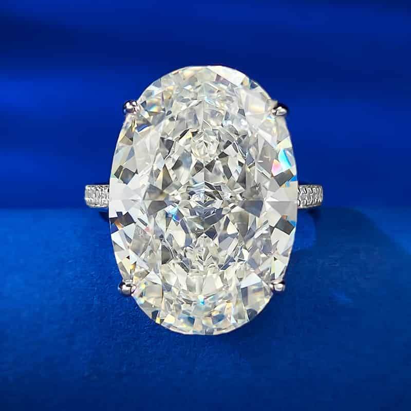 14*20 large carat pigeon egg ice flower cut high carbon diamond silver ring