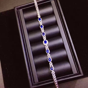 Natural sapphire sterling silver bracelet