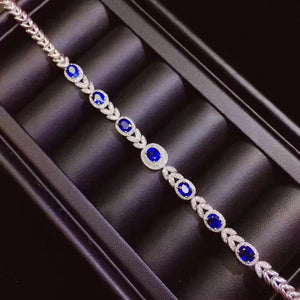 Natural sapphire sterling silver bracelet