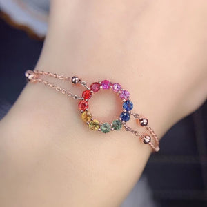 Colorful sapphire sterling silver bracelet
