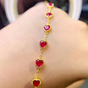 Ruby sterling silver bracelet