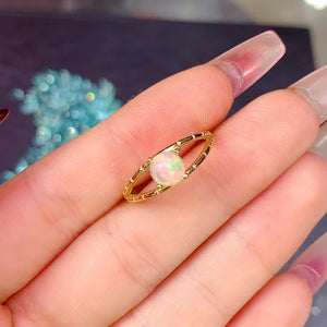 Colorful opal sterling silver adjustable ring