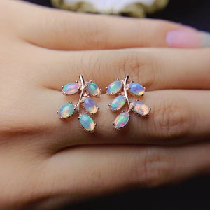 Cute natural opal studs sterling silver earrings