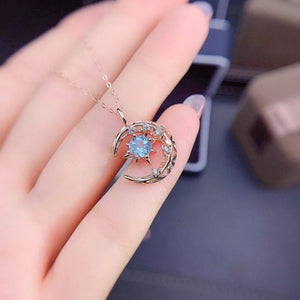 Aquamarine silver pendant necklace