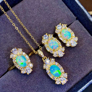 Natural opal sterling silver jewelry sets
