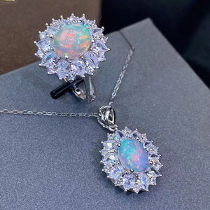 Fashion natural sterling silver opal sets