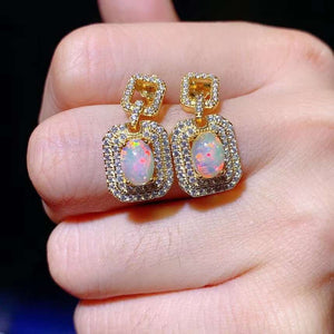 Opal studs sterling silver earrings