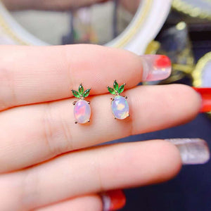 Cute opal studs sterling silver earrings