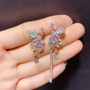 Fashion natural opal sterling silver earrings