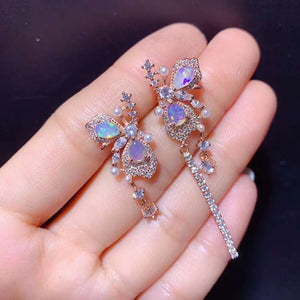 Fashion natural opal sterling silver earrings