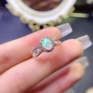Opal sterling silver adjustable ring