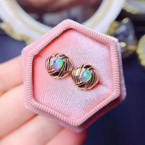 Cute opal studs sterling silver earrings