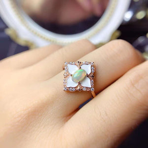 Opal sterling silver adjustable lace ring
